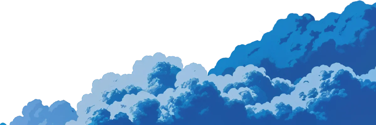 Nuvens decorativas na seção de rodapé do site oficial da Uniium