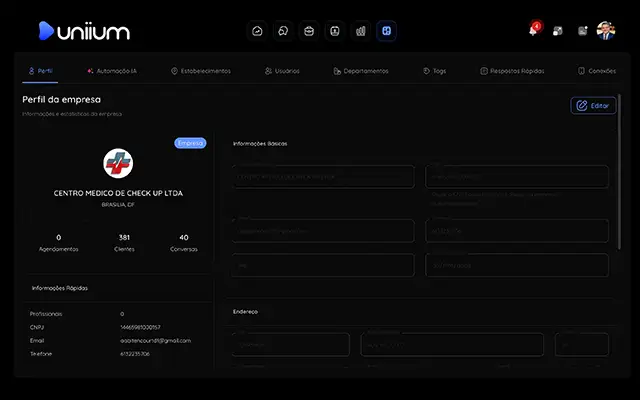 Gestão de prontuário e histórico de pacientes no software médico Uniium